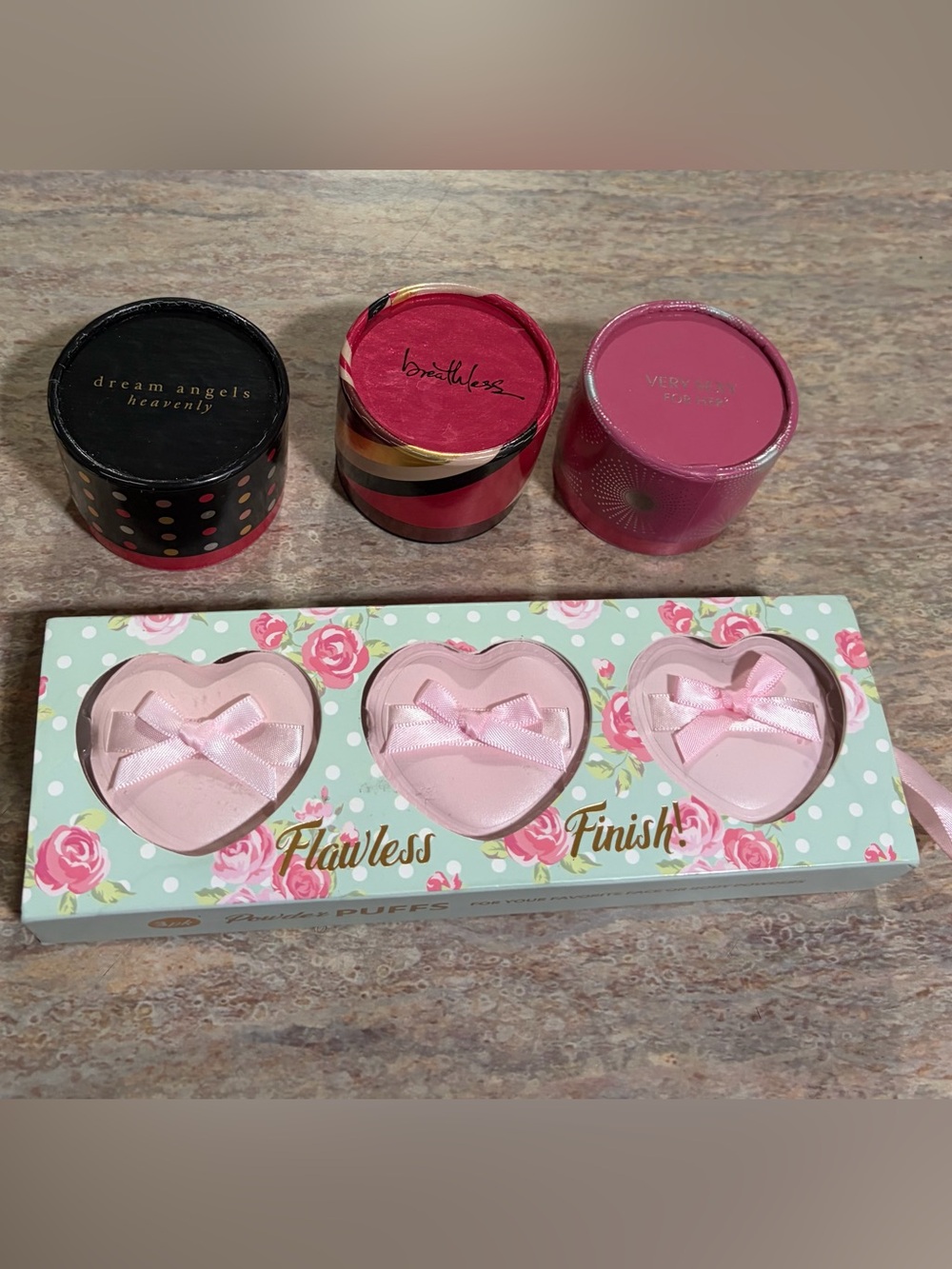 3-Victoria's Secret HTF Discontinued Shimmer Body Powder Set with Powder Puffs
